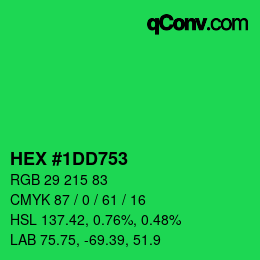 Farbcode: HEX #1DD753 | qconv.com