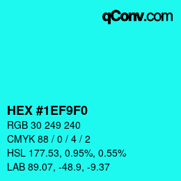 Código de color: HEX #1EF9F0 | qconv.com