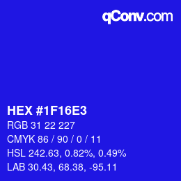 Color code: HEX #1F16E3 | qconv.com