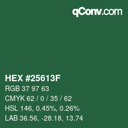 Color code: HEX #25613F | qconv.com