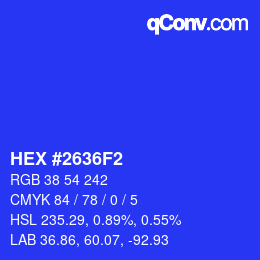 Code couleur: HEX #2636F2 | qconv.com