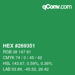 Código de color: HEX #269351 | qconv.com