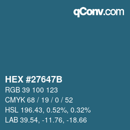 カラーコード: HEX #27647B | qconv.com