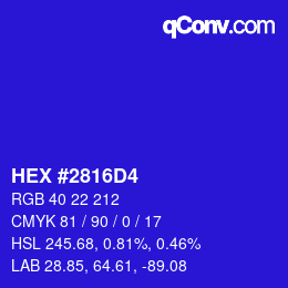 Code couleur: HEX #2816D4 | qconv.com