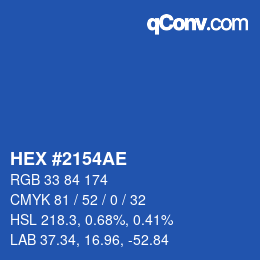 Farbcode: HEX #2154AE | qconv.com