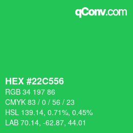 Farbcode: HEX #22C556 | qconv.com