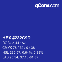 Code couleur: HEX #232C9D | qconv.com