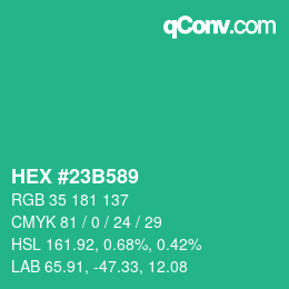 Farbcode: HEX #23B589 | qconv.com