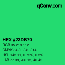 カラーコード: HEX #23DB70 | qconv.com