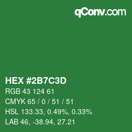 Color code: HEX #2B7C3D | qconv.com