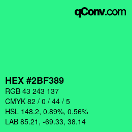 Color code: HEX #2BF389 | qconv.com