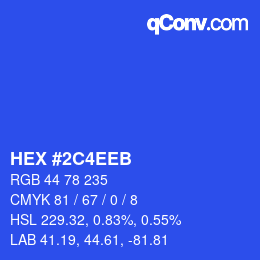 Farbcode: HEX #2C4EEB | qconv.com