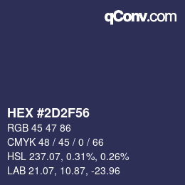 Farbcode: HEX #2D2F56 | qconv.com