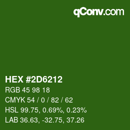 Code couleur: HEX #2D6212 | qconv.com