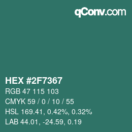 カラーコード: HEX #2F7367 | qconv.com