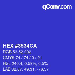 Código de color: HEX #3534CA | qconv.com