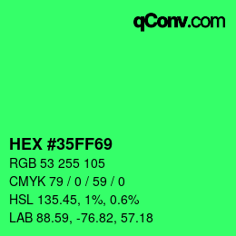 Código de color: HEX #35FF69 | qconv.com