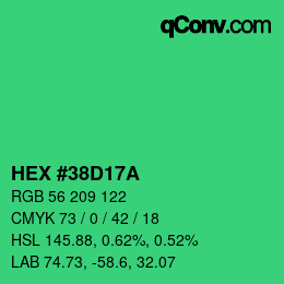 Color code: HEX #38D17A | qconv.com