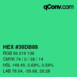 Código de color: HEX #38DB88 | qconv.com