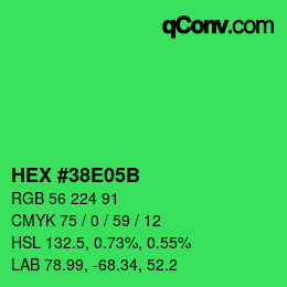 Code couleur: HEX #38E05B | qconv.com