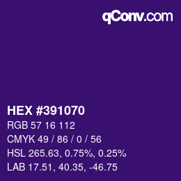 Farbcode: HEX #391070 | qconv.com