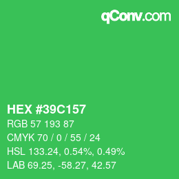 カラーコード: HEX #39C157 | qconv.com