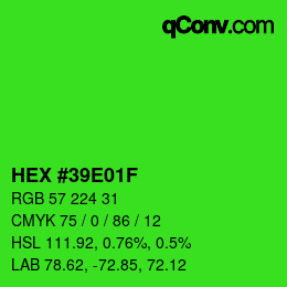 Color code: HEX #39E01F | qconv.com