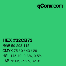 Farbcode: HEX #32CB73 | qconv.com