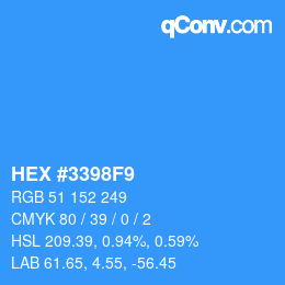 カラーコード: HEX #3398F9 | qconv.com