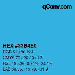 Código de color: HEX #33B4E0 | qconv.com