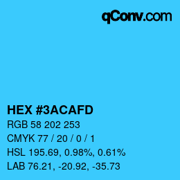 Código de color: HEX #3ACAFD | qconv.com