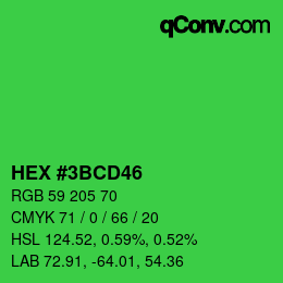 カラーコード: HEX #3BCD46 | qconv.com