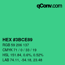 Código de color: HEX #3BCE89 | qconv.com