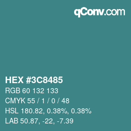 Código de color: HEX #3C8485 | qconv.com