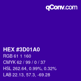 Color code: HEX #3D01A0 | qconv.com