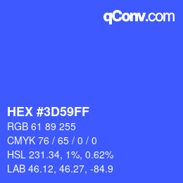 Code couleur: HEX #3D59FF | qconv.com