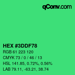 Code couleur: HEX #3DDF78 | qconv.com