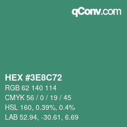 Farbcode: HEX #3E8C72 | qconv.com