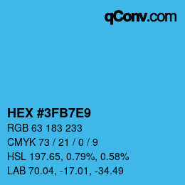 Code couleur: HEX #3FB7E9 | qconv.com