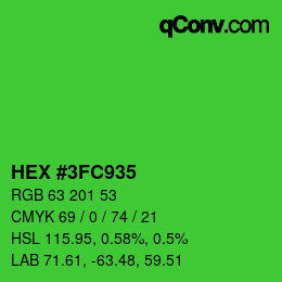 Code couleur: HEX #3FC935 | qconv.com