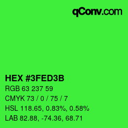 Farbcode: HEX #3FED3B | qconv.com