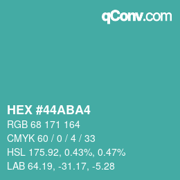 Código de color: HEX #44ABA4 | qconv.com