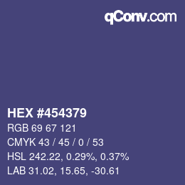 Color code: HEX #454379 | qconv.com