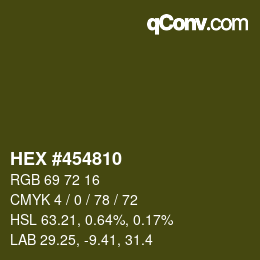 カラーコード: HEX #454810 | qconv.com