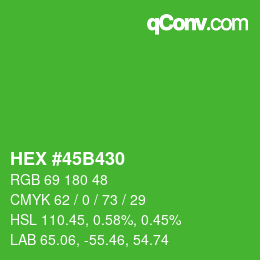 Código de color: HEX #45B430 | qconv.com