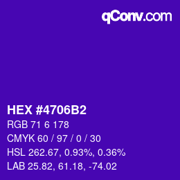 Color code: HEX #4706B2 | qconv.com