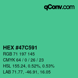 Farbcode: HEX #47C591 | qconv.com