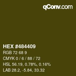 Código de color: HEX #484409 | qconv.com