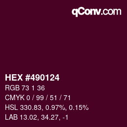 Code couleur: HEX #490124 | qconv.com