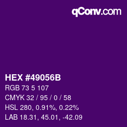 Code couleur: HEX #49056B | qconv.com